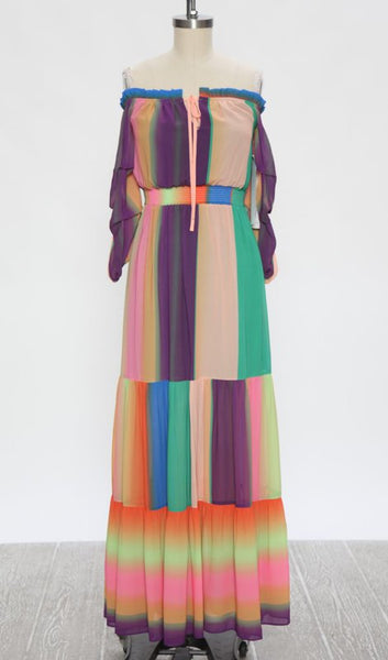 rainbow off shoulder maxi dress Multi-Color Patched Maxi Dress – Hippie Vibe Tribe