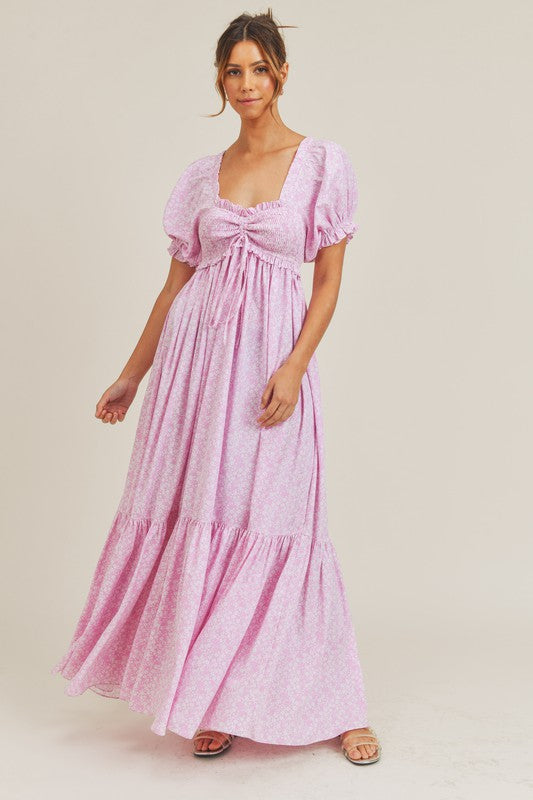 Pink Smocked Maxi Dress
