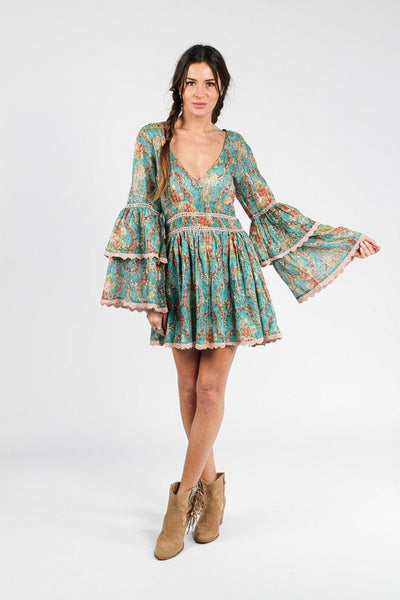 Turquoise Bohemian Print Dress M/L
