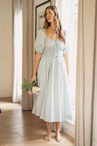 baby doll midi dress Dusty Blue Babydoll Midi-Dress – Hippie Vibe Tribe Its bold and colorful Fabric:Mesh White Midi Dress - collection-petite-edit