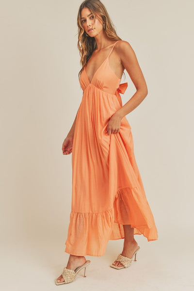 Orange Maxi Dress with Back Bow – Hippie Vibe Tribe