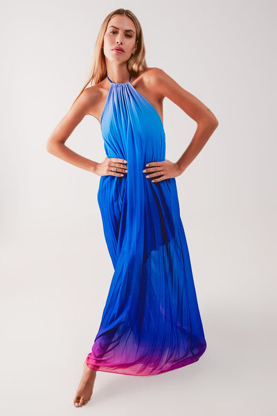 Halter Ombre Blue Maxi