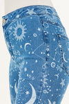 Sun and Stars Printed Flare Jeans
