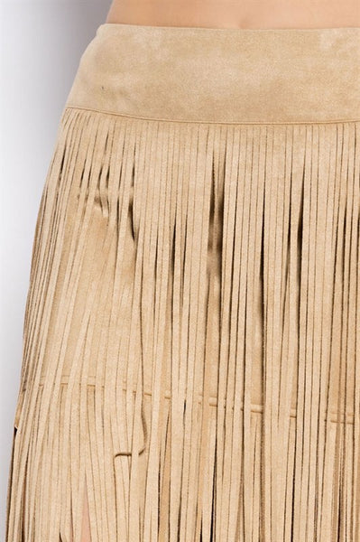 Faux Suede Fringe Skirt – Hippie Vibe Tribe