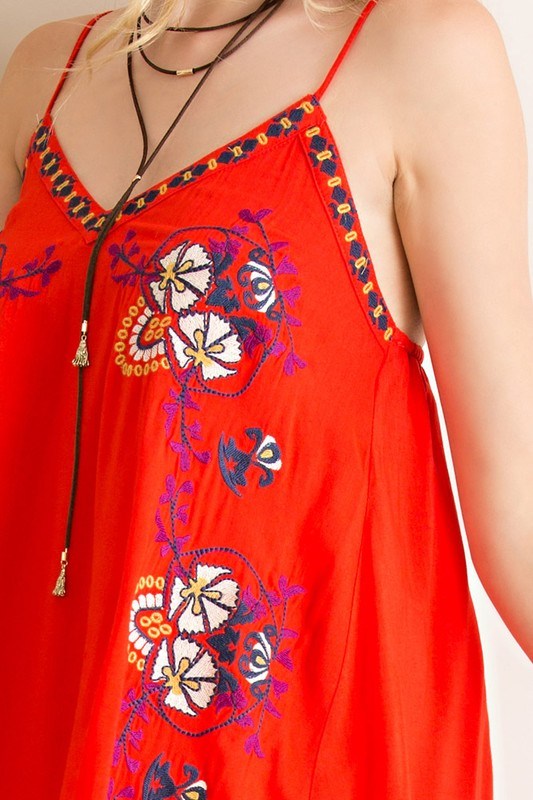 Boho Embroidered Slip Dress - Hippie Vibe Tribe