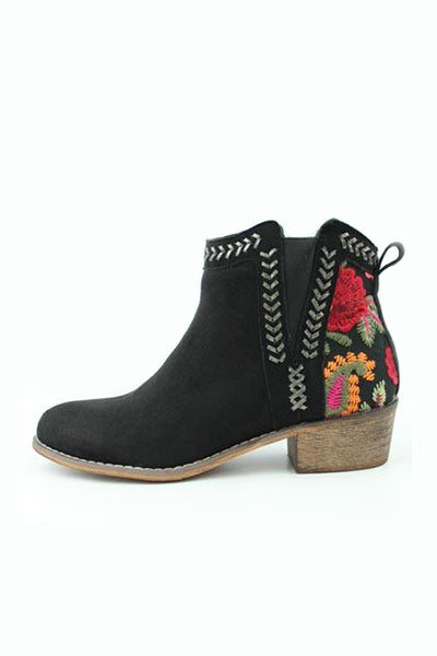 Black shop embroidered booties