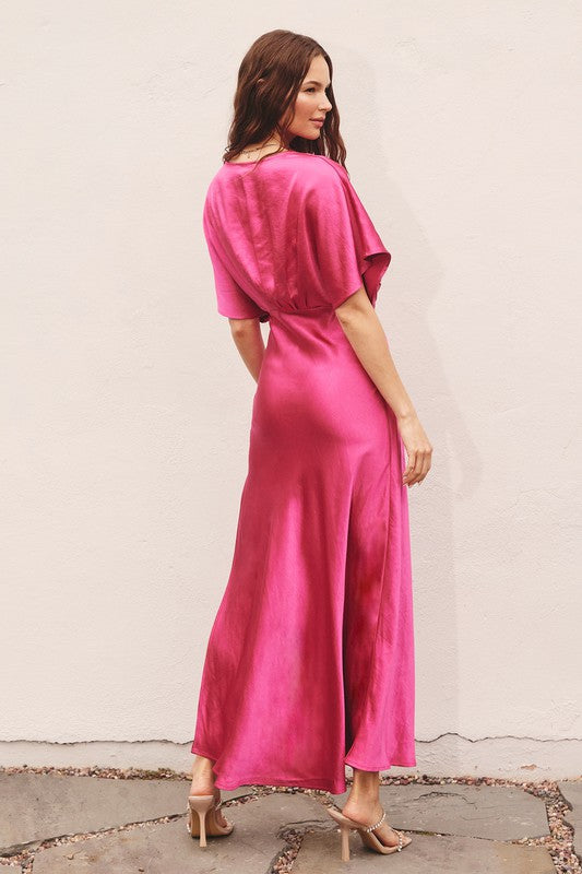 magenta satin dress Plus Size Asymmetrical Cut Out Sleeveless One Shoulder, Belle Maxi in Magenta, Size 1X, For Wedding Guest Wear the detachable waist sash around your neck as a trendy scarf magenta purple dress Simple Satin