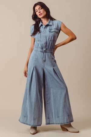 Cowgirl Wide Denim Jumpsuit