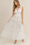 Wedding White Studded Mesh Maxi Dress
