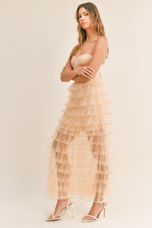 taupe corset dress TAUPE CORSET GOWN