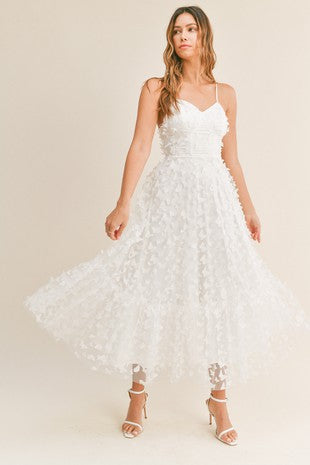 White Butterfly Lace-Up Midi Dress | Womens | Medium | 100% Polyester | Lulus | Homecoming White Butterfly Lace-Up Midi Dress | Womens | Medium | 100% Polyester | Lulus | Homecoming