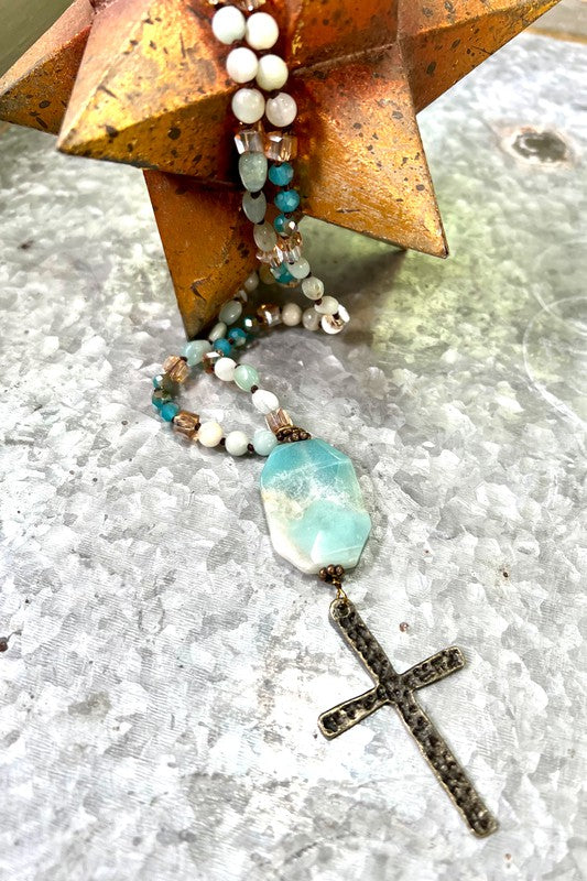 Amazonite Cross Necklace