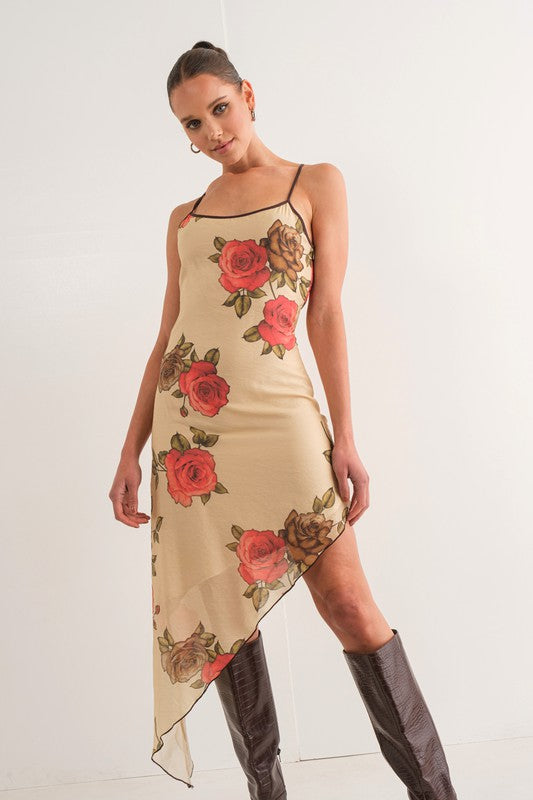 Vintage Rose Midi-Dress