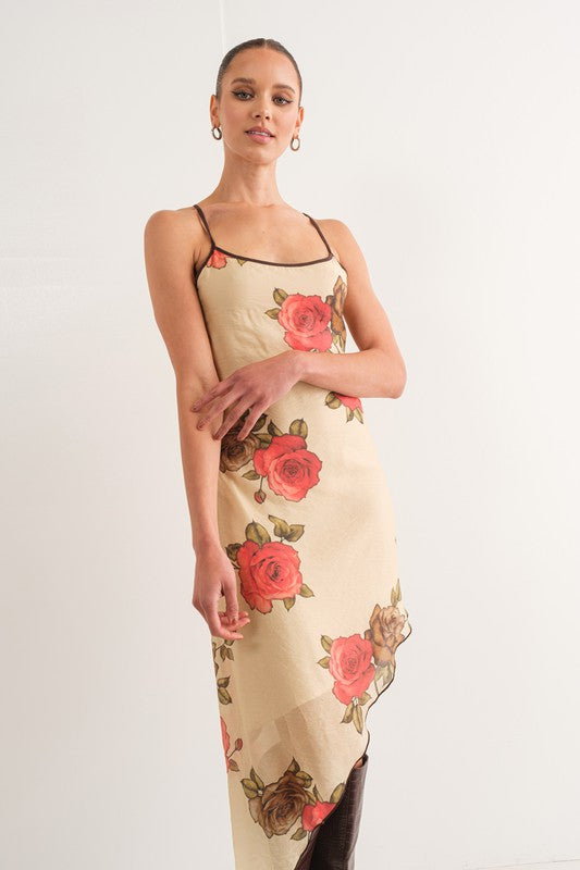 Vintage Rose Midi-Dress