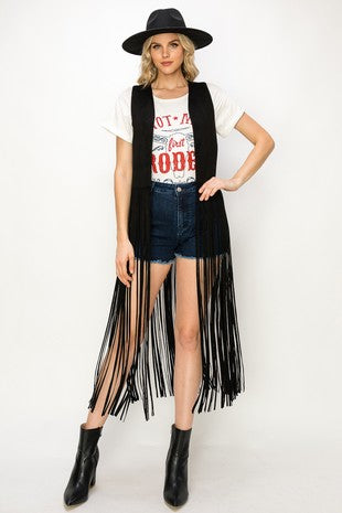 Boho Faux Suede Fringe Vest