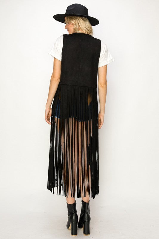 Boho Faux Suede Fringe Vest