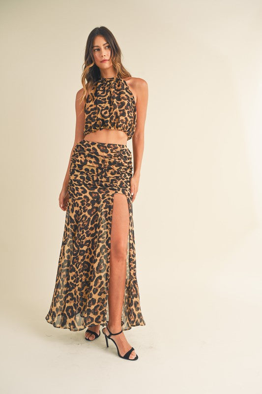 Leopard Print Skirt & Halter Top