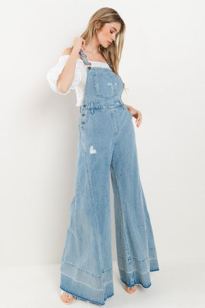 Wide Leg Distressed Overalls