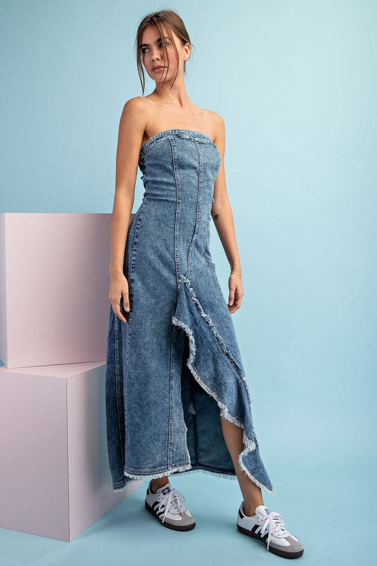 Mineral Washed Denim Dress Large Mineral Washed Denim Dress Large
