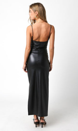 Vegan Leather Maxi Dress