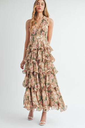 Floral Print Halter Maxi Hippie Vibe Tribe Floral Print Halter Maxi Hippie Vibe Tribe