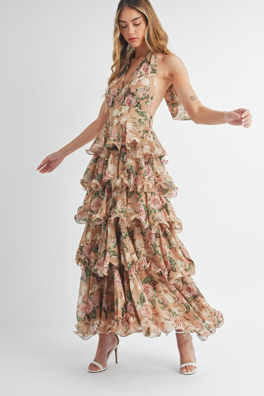 Floral Print Halter Maxi Hippie Vibe Tribe Floral Print Halter Maxi Hippie Vibe Tribe