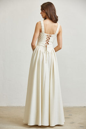 MILKMAID RUCHED LACE UP DRESS