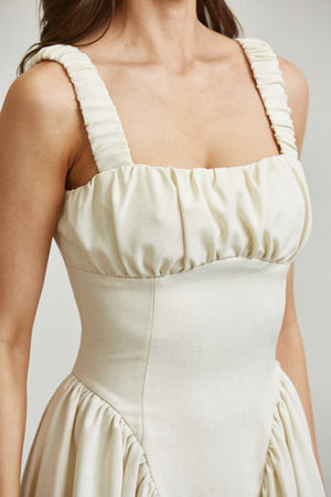 MILKMAID RUCHED LACE UP DRESS