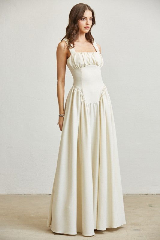 MILKMAID RUCHED LACE UP DRESS