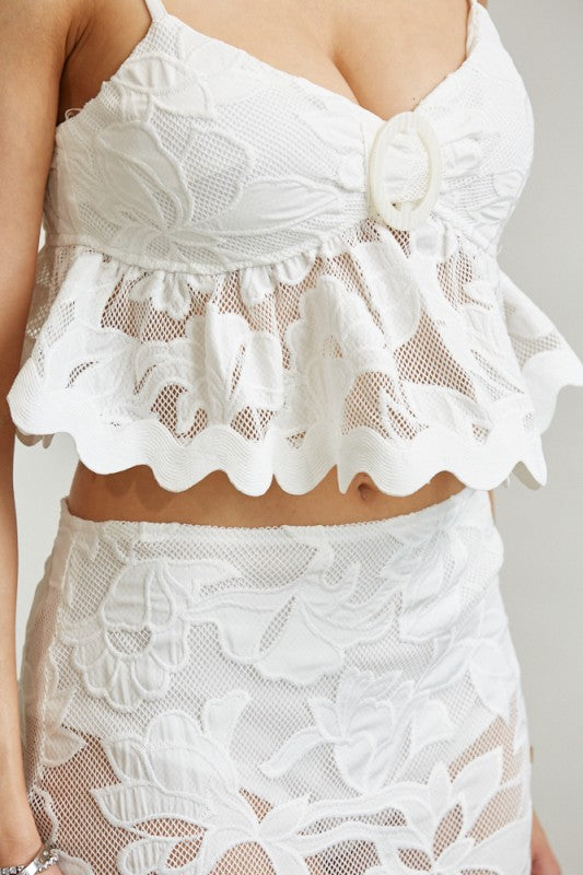 2 Piece White Lace Crocheted Set