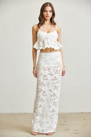 2 Piece White Lace Crocheted Set