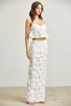 2 Piece White Lace Crocheted Set