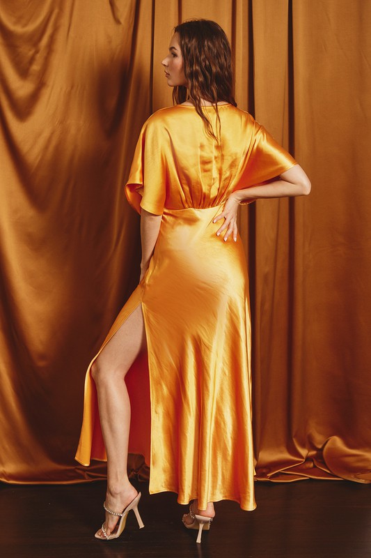 Gold Satin Maxi Dress Hippie Vibe Tribe Gold Satin Maxi Dress Hippie Vibe Tribe