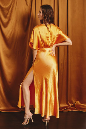 Gold Satin Maxi Dress