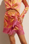 Paisley Pink Fringe Skirt