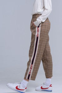 "CHIC" Brown Tartan Pattern Pants