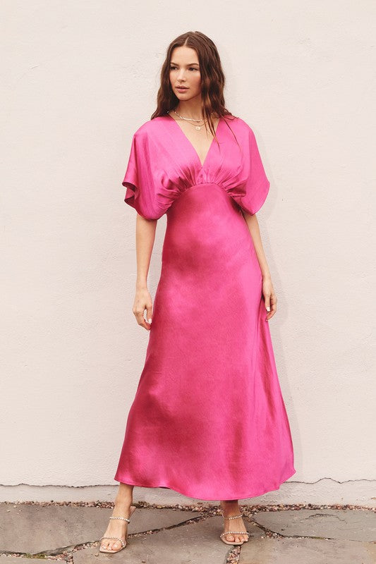Pink Magenta Satin Maxi 2-4 Pink Magenta Satin Maxi 2-4