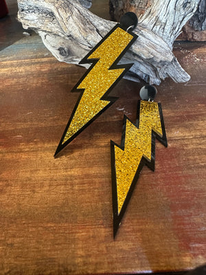 Gold Glitter Lightening Bolt Babe