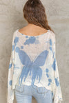 Oversized Butterfly Blue Pullover Sweater