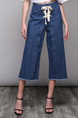 Front Lace-Up Denim Pants - Hippie Vibe Tribe