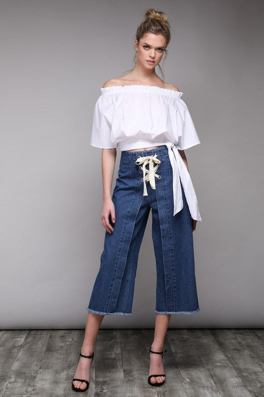 Sexy White Off Shoulder Crop Top with Side Ties – Hippie Vibe Tribe