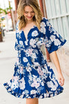 Blue Floral Ruffled Dress - Hippie Vibe Tribe