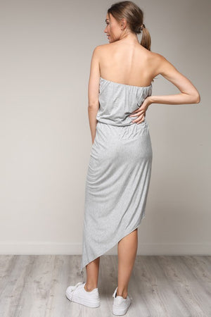 Grey Off Shoulder High-Low Maxi Dress - Hippie Vibe Tribe