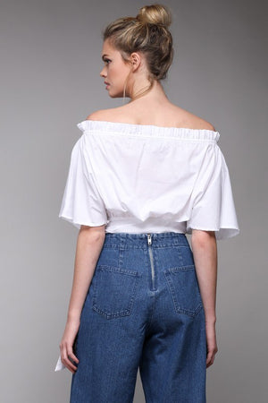 Sexy White Off Shoulder Crop Top with Side Ties - Hippie Vibe Tribe