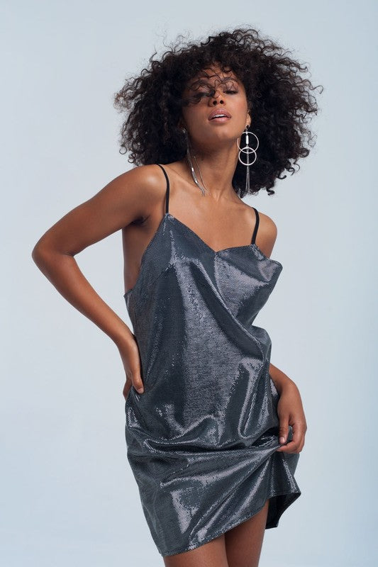 silver fishnet dress One Shoulder Cut Out Detail Thigh Split Maxi Dress In Silver Metallic Fishnet | EGO US