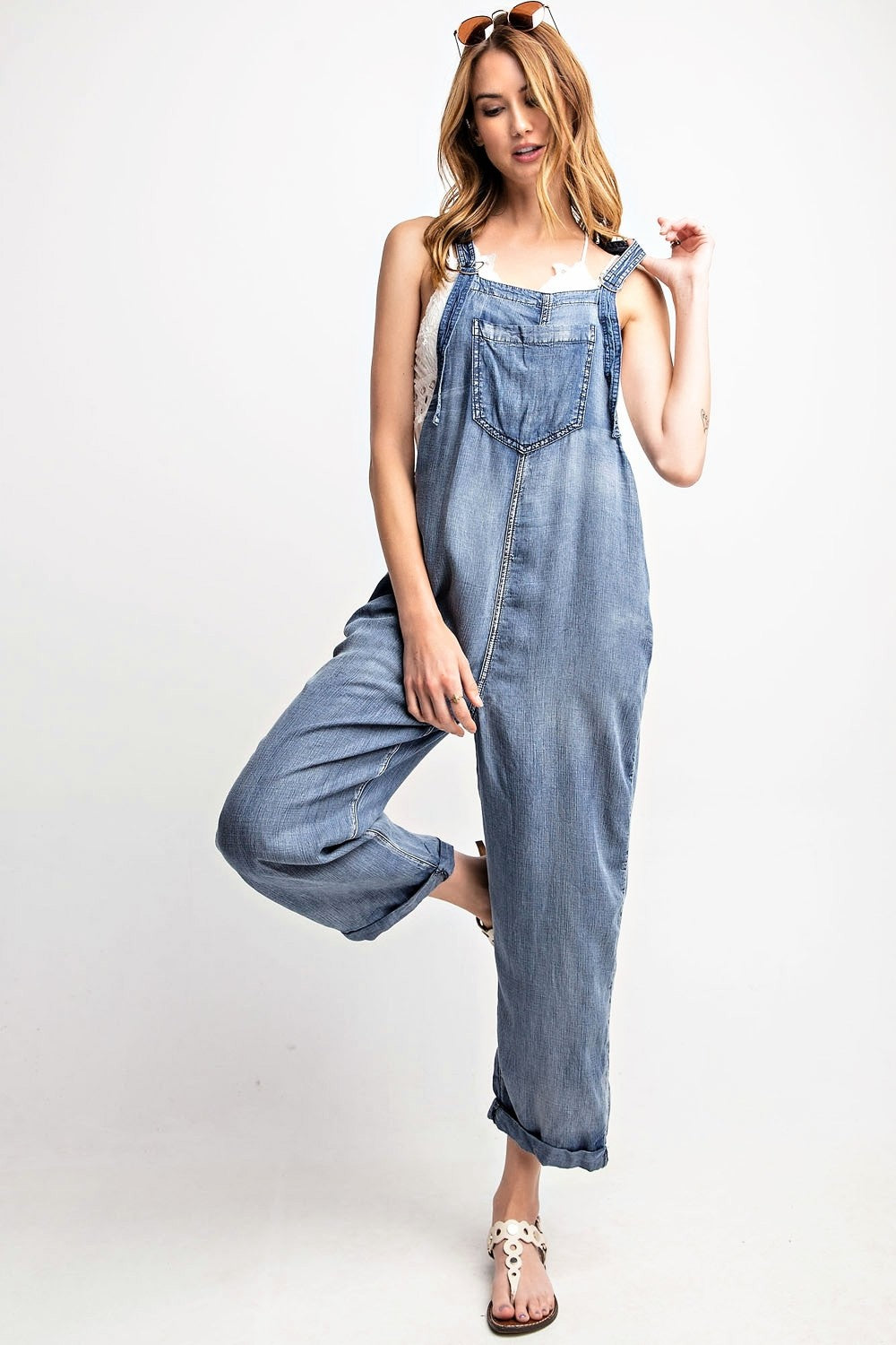 Buy Vetinee Womens Overalls Denim Loose Fit Wide Leg Bib Stretch Baggy Jeans  Jumpsuit Y2K Comfy, Soft Sky Blue, Small at Amazon.in