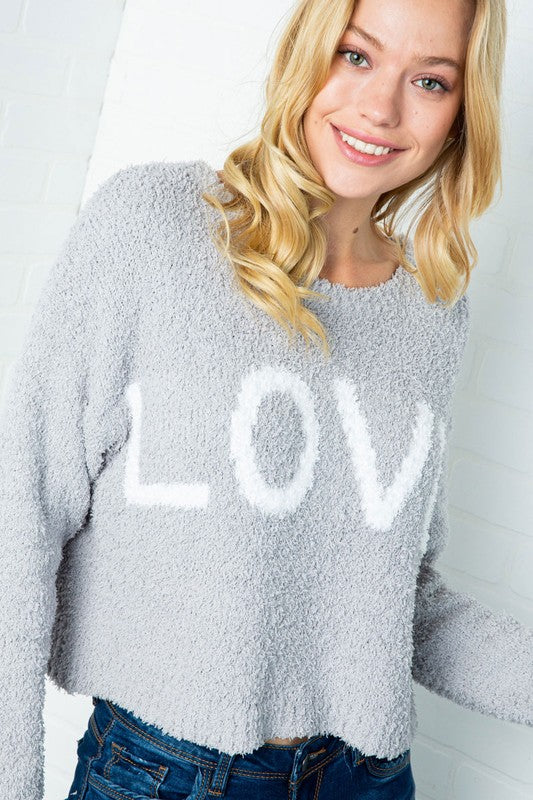 Furry Knit "Love" Pullover Sweater - Hippie Vibe Tribe