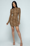 Long Sleeve Mini Leopard Dress