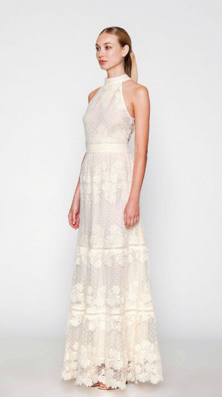 Ivory Layered Floral Maxi Dress small Ivory Layered Floral Maxi Dress small