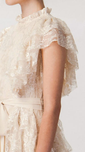 Vintage Ruffle Ivory Maxi Dress - Hippie Vibe Tribe